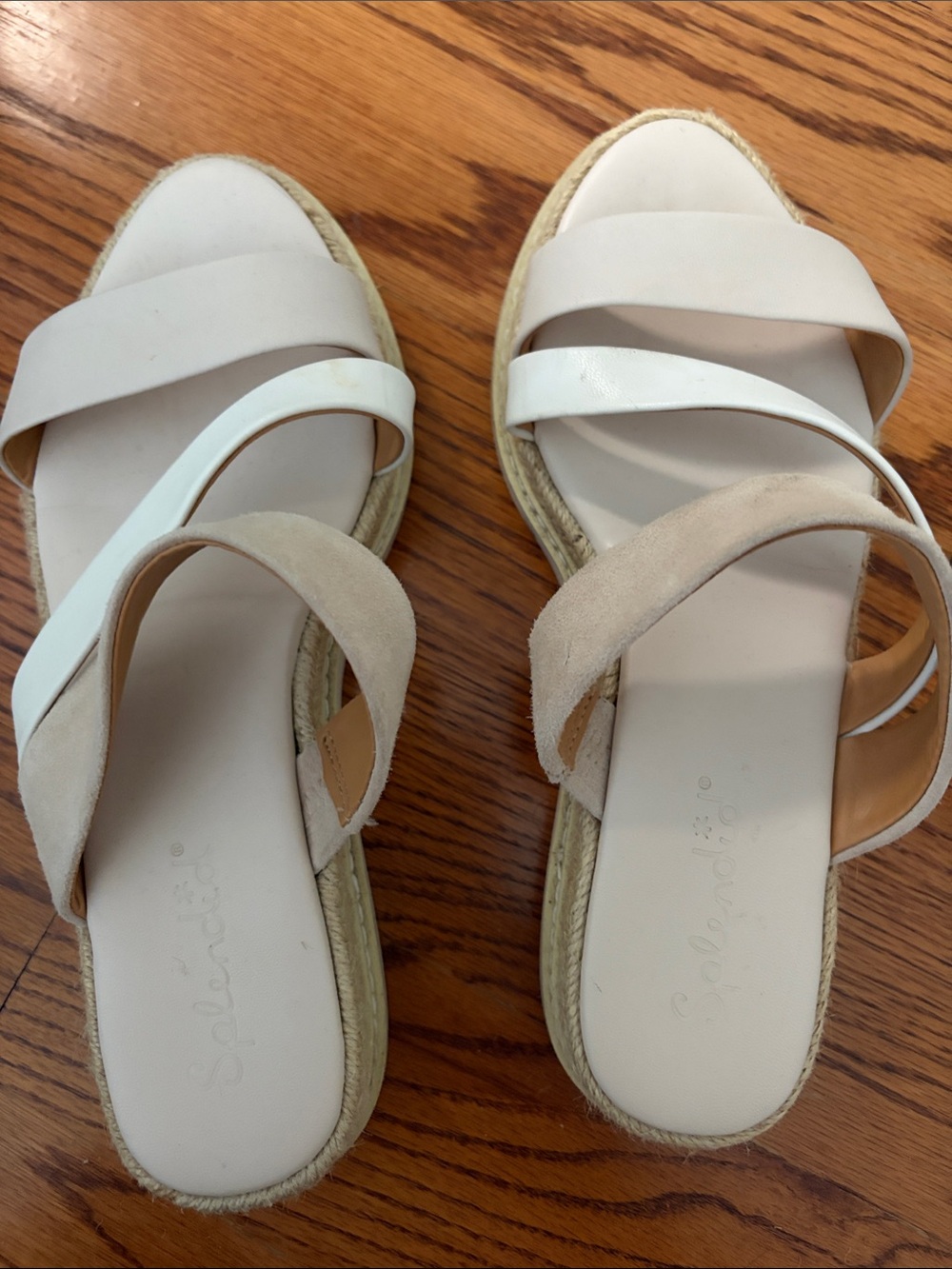 Splendid White and Pink Cross-Strap Espadrille Sandals - Women